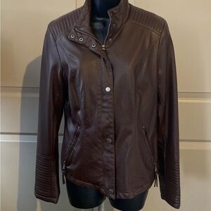 Celebrity Pink Dark Brown Faux Leather Jacket